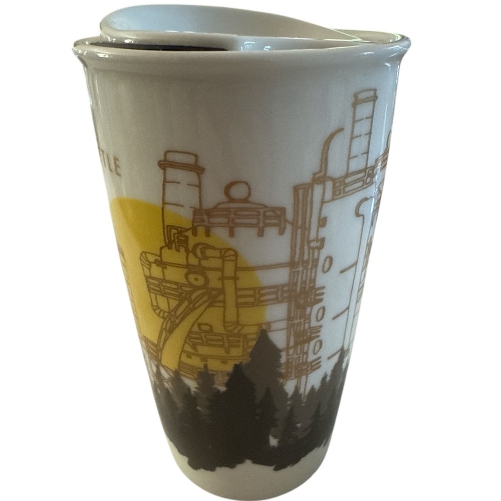 Starbucks Seattle Tumbler with Yellow and Brown Design